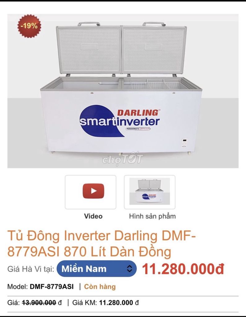 Tủ đông Darling DMF-8779ASI 870L. Mua bán Tủ lạnh tại Quận 5 Tp Hồ Chí Minh được đăng bởi Phước Phan hình 1