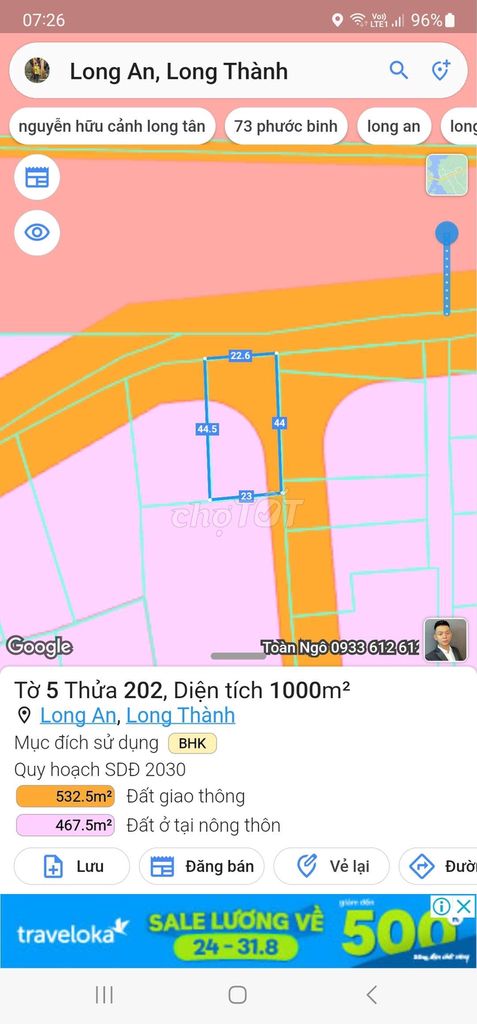 Long an mặt tiền đường bưng môn 1000m2