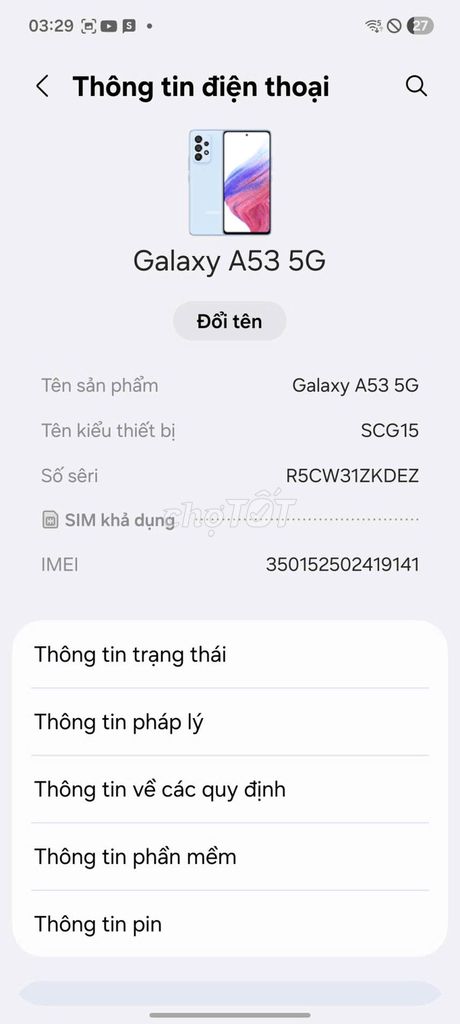 Samsung Galaxy A53 5G 128GB Xám. Mua bán Điện thoại tại Quận 5 Tp Hồ Chí Minh được đăng bởi Lại Hiếu hình 1