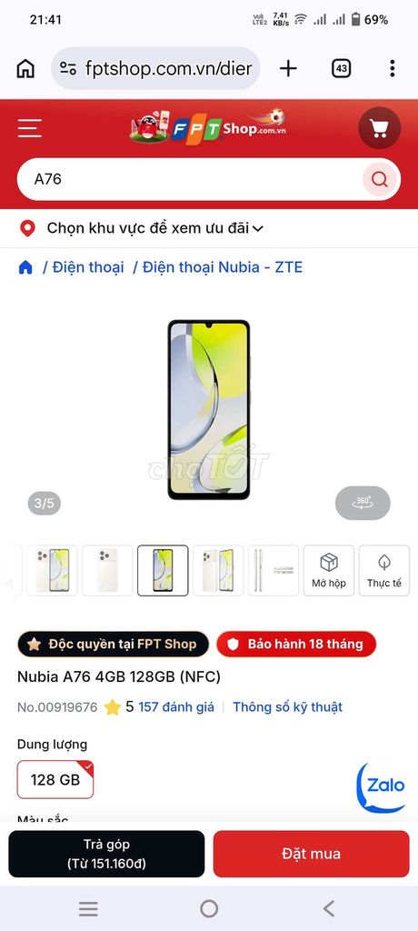 Nubia A76 128GB Màu Đen. Mua bán Điện thoại tại Thành phố Rạch Giá Kiên Giang được đăng bởi Im Dũng hình 1