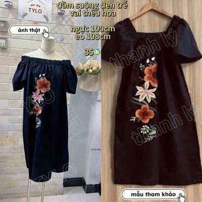 đầm suông đen thêu hoa trễ vai. Mua bán Quần áo tại Quận Bình Tân Tp Hồ Chí Minh được đăng bởi TYLO SHOP