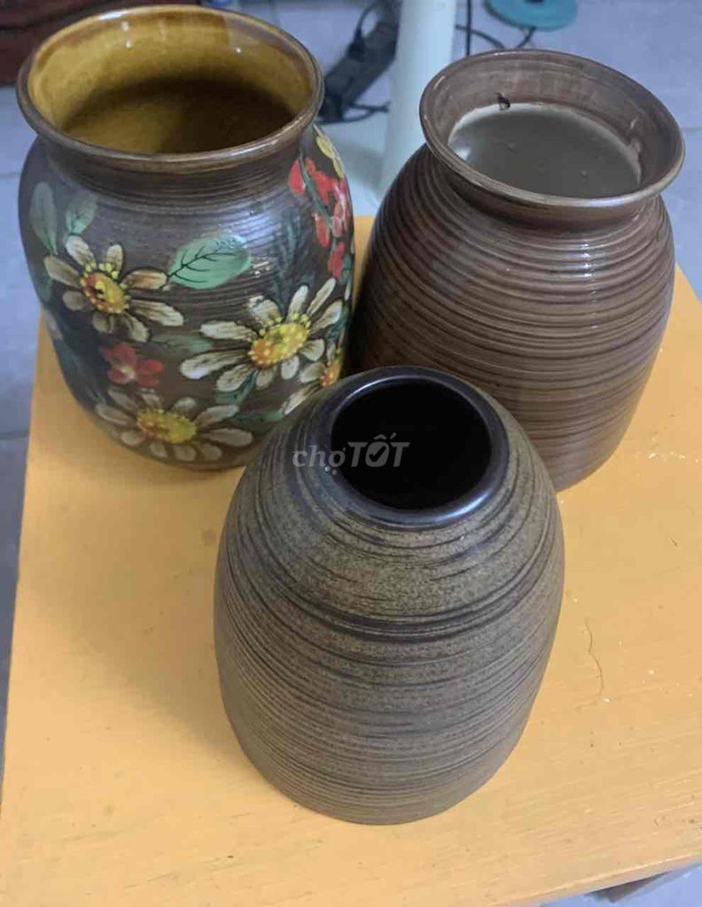 Bình hoa Gốm Nâu Decor 3 bình. Mua bán Cây cảnh, đồ trang trí tại Quận Hoàng Mai Hà Nội được đăng bởi Nguyên  hình 1