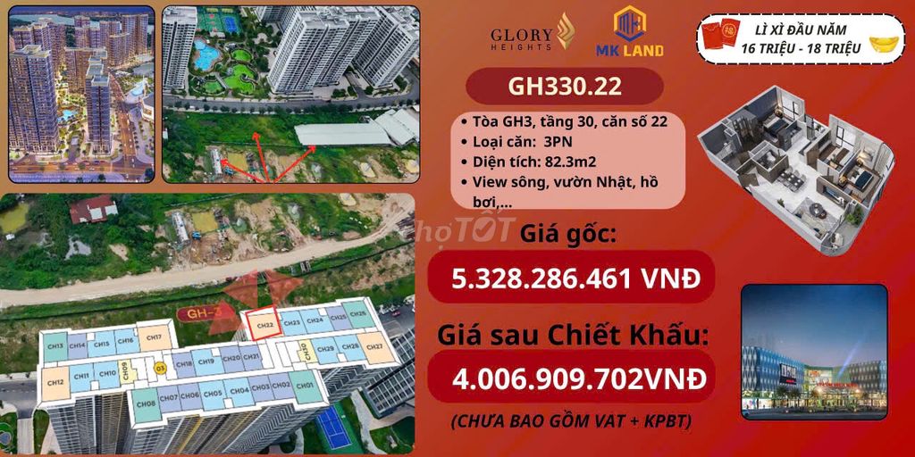 Giá Rẻ Nhất Glory Heights 3PN GH chỉ 4ty chưa vat mua trực tiếp cdt