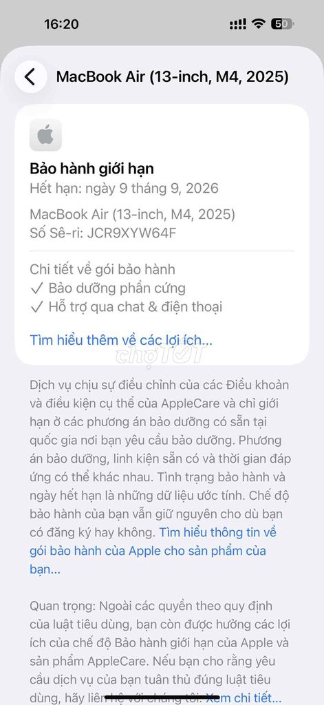 MacBook air m4 8/256g fullok 99%. Mua bán Laptop tại Thành phố Thủ Đức Tp Hồ Chí Minh được đăng bởi đỗ huy hình 1