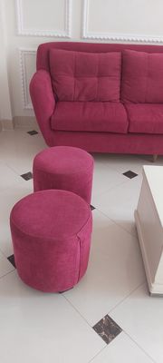 Bán bộ sofa màu tím hồng bọc nỉ đã qua sử dụng