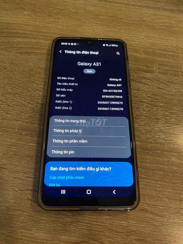 Samsung Galaxy A31 Đen Đã qua sử dụng. Mua bán Điện thoại tại Quận 12 Tp Hồ Chí Minh được đăng bởi Hậu BDS hình 1