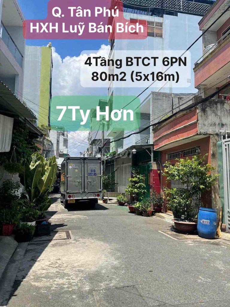 HXH Luỹ Bán Bích, Q. Tân Phú 4Tầng BTCT 6PN, 80m2 (5x16m) Cạnh Đầm Sen