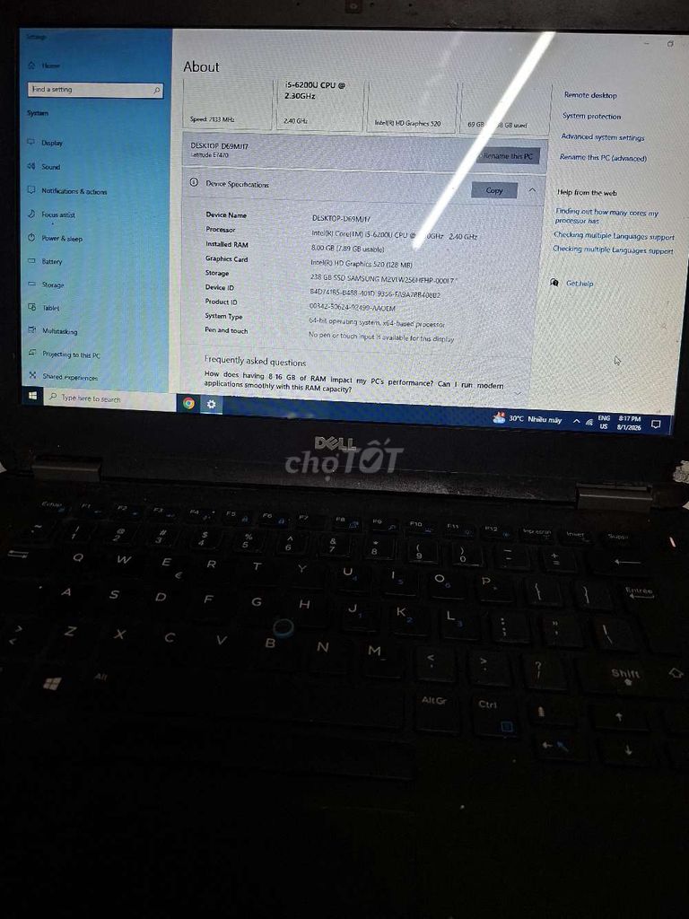 Dell Latitude E7470 i5-6200U 8GB/238GB. Mua bán Laptop tại Thành Phố Đồng Hới Quảng Bình được đăng bởi thanh hình 1