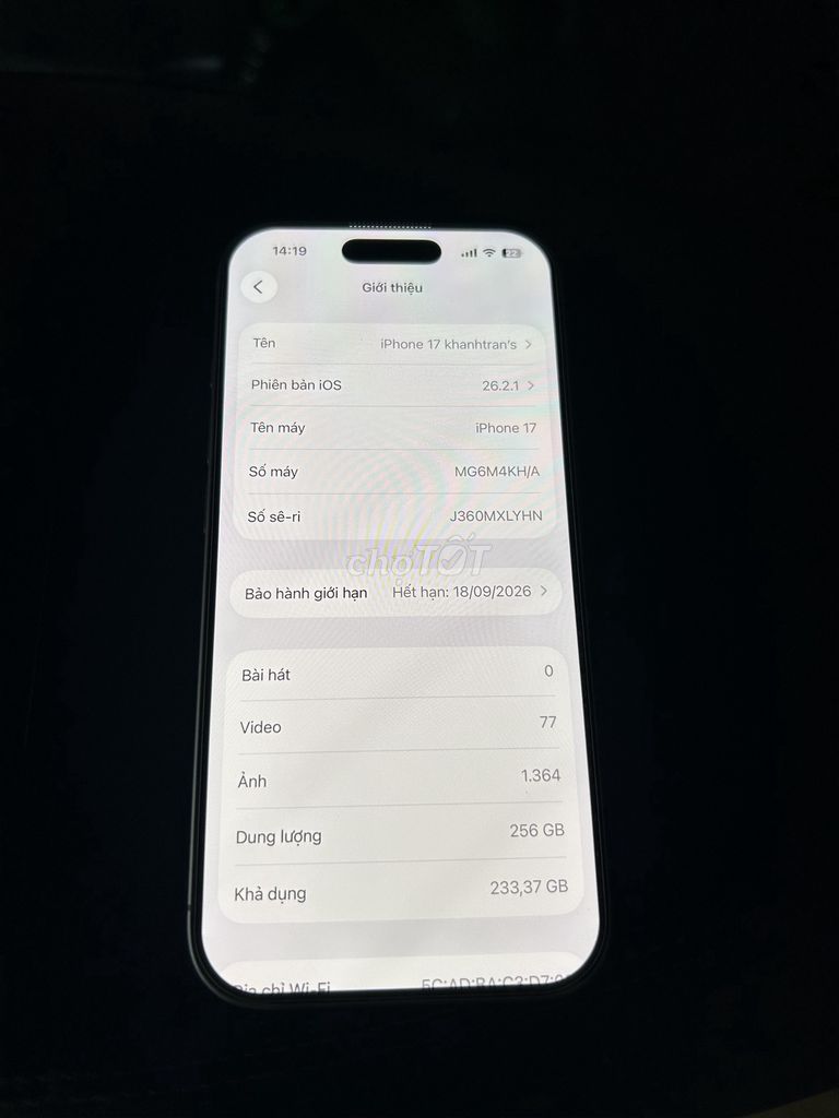 17 256g qtế như mới có khay sim(ko zin tặng)/gl. Mua bán Điện thoại tại Quận Tân Phú Tp Hồ Chí Minh được đăng bởi Johntran hình 1