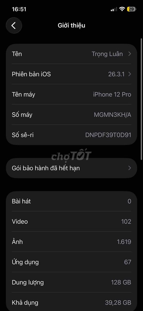 Apple iPhone 12 Pro 128GB Đã sử dụng. Mua bán Điện thoại tại Huyện Thống Nhất Đồng Nai được đăng bởi Trọng Luân hình 1