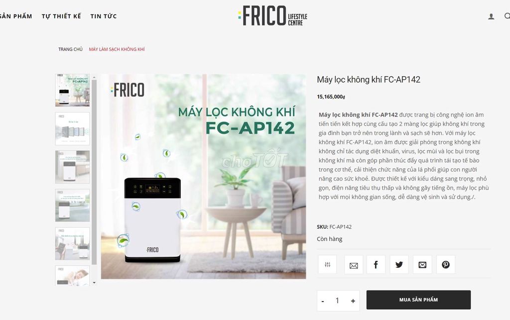 Máy lọc không khí FC-AP142 Frico Đức