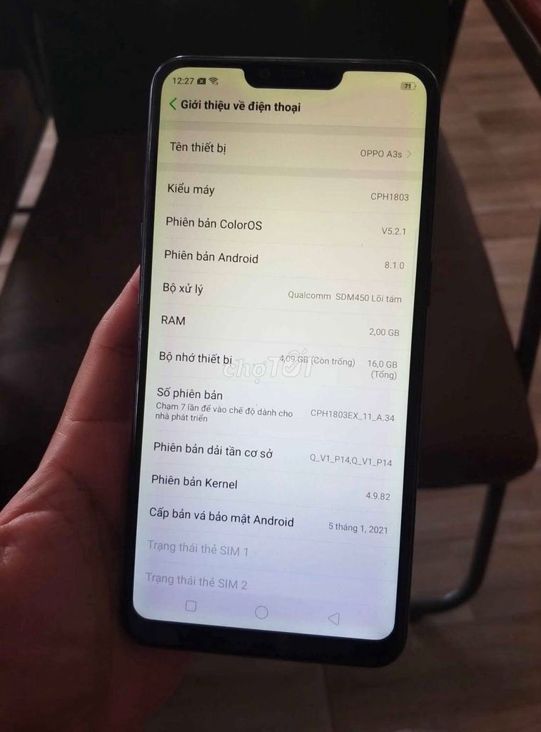 Oppo A3s 2GB/16GB Tím. Mua bán Điện thoại tại Quận 1 Tp Hồ Chí Minh được đăng bởi Hội Đồ Điện Tử hình 1