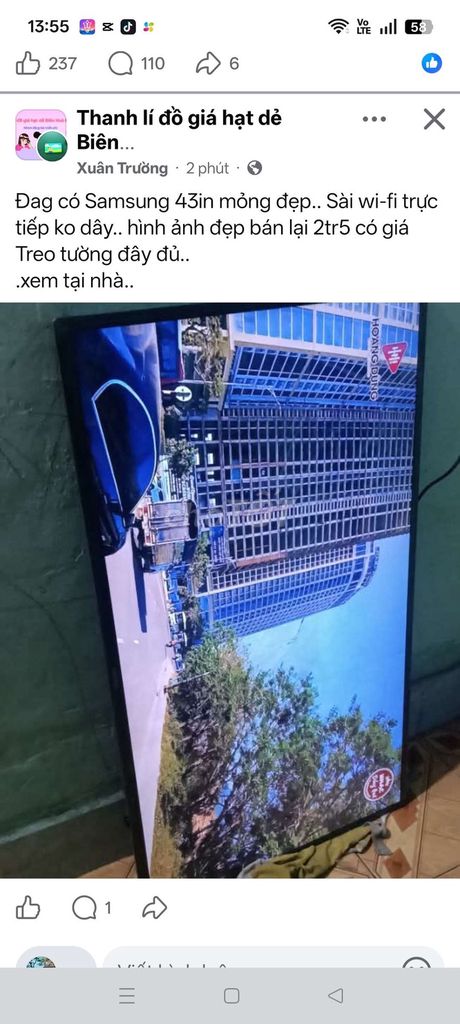 TiVi Samsung 55inch Qled kết nối wifi có giọng nói. Mua bán Tivi, Âm thanh tại Huyện Trảng Bom Đồng Nai được đăng bởi bánkhongbánthìthoi hình 1