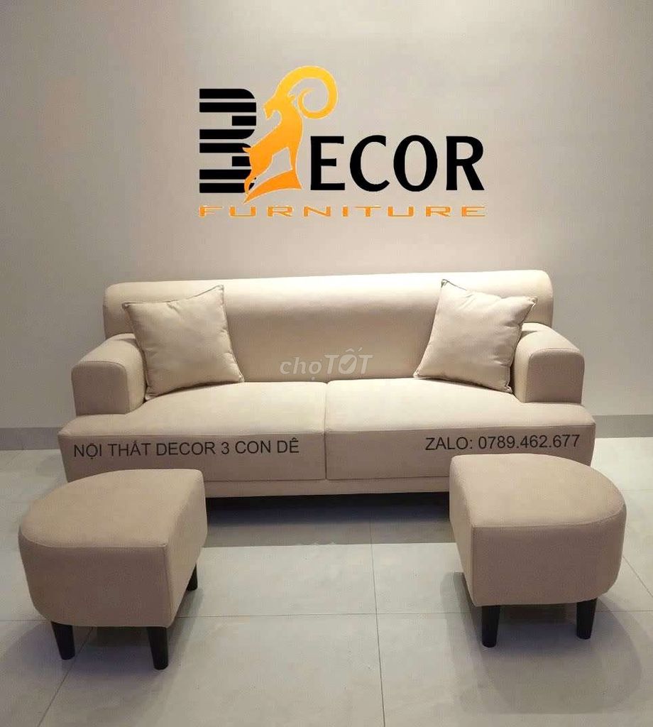 COMBO SOFA BĂNG. HÀNG CAO CẤP. VẢI KEM