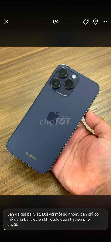 Apple iPhone 14 Pro Max 128GB Tím Đã thay màn hình. Mua bán Điện thoại tại Thành phố Biên Hòa Đồng Nai được đăng bởi Uyên Phạm hình 1