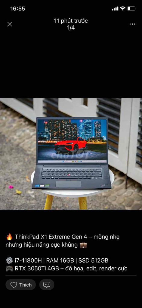 Lenovo ThinkPad X1 Extreme Gen 4 i7-11800H 16 inch. Mua bán Laptop tại Thành phố Biên Hòa Đồng Nai được đăng bởi TRƯƠNG HUY HOÀNG hình 1
