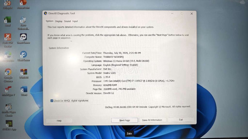 Dell Vostr***5G7 8GB/512GB MX350 Bạc. Mua bán Laptop tại Thành phố Vinh Nghệ An được đăng bởi Thái Nguyễn Tú hình 1