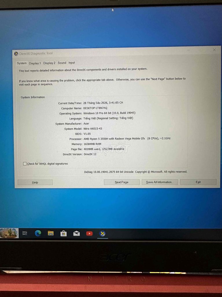 Acer Nitro AN515-43 Ryzen 5 16GB SSD Đen. Mua bán Laptop tại Quận 12 Tp Hồ Chí Minh được đăng bởi hong hình 1