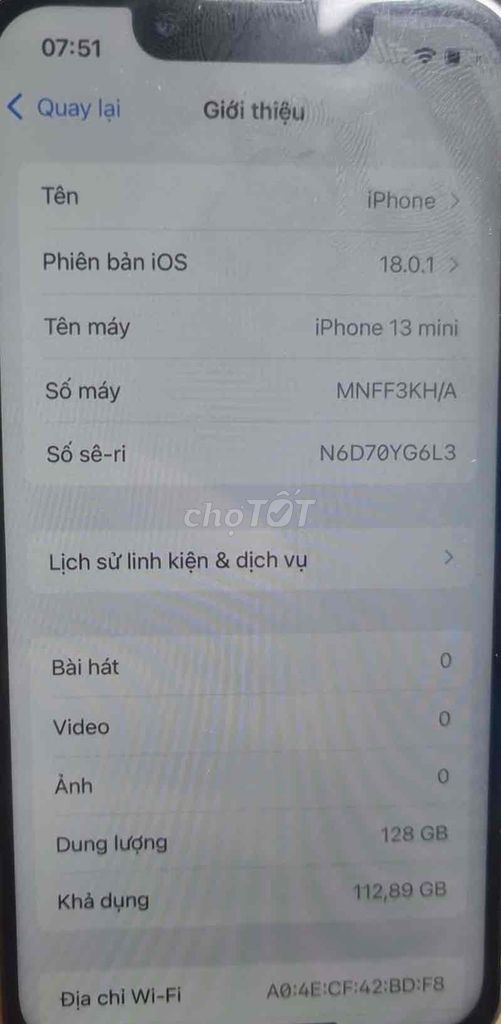 Xác iphone 13 mini mất face full chức năng màn ok