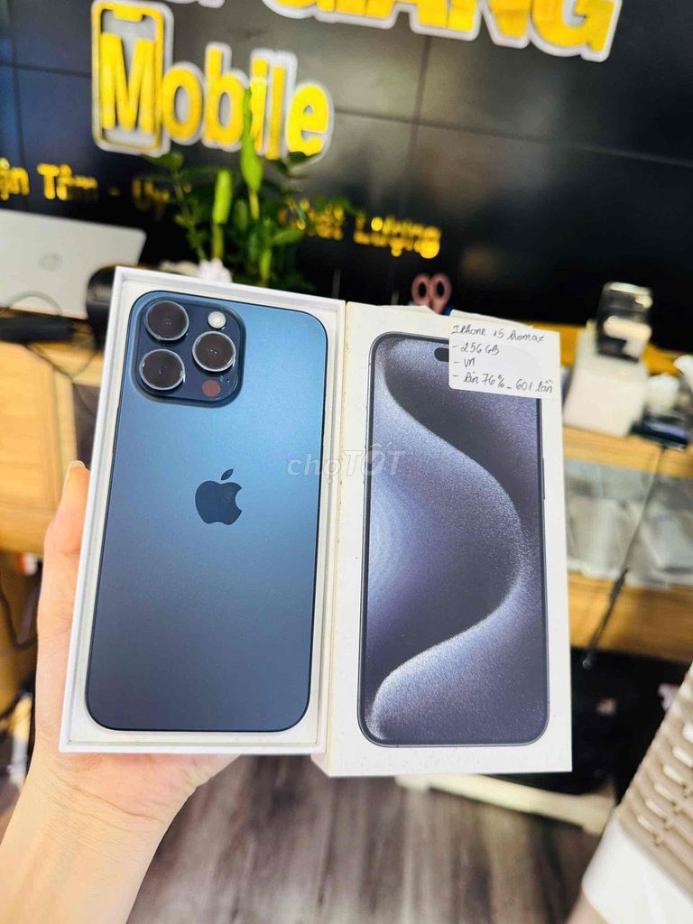 iPhone 15Promax 256GB Xanh fullbox. Mua bán Điện thoại tại Thành phố Bến Tre Bến Tre được đăng bởi HươngGiangmobile hình 1