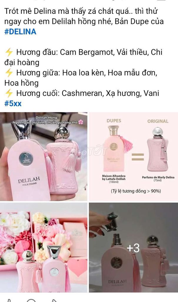 Nước hoa Maison Alhambra Delilah Nữ. Mua bán Nước hoa tại Quận Bình Thuỷ Cần Thơ được đăng bởi Lona Trương hình 1