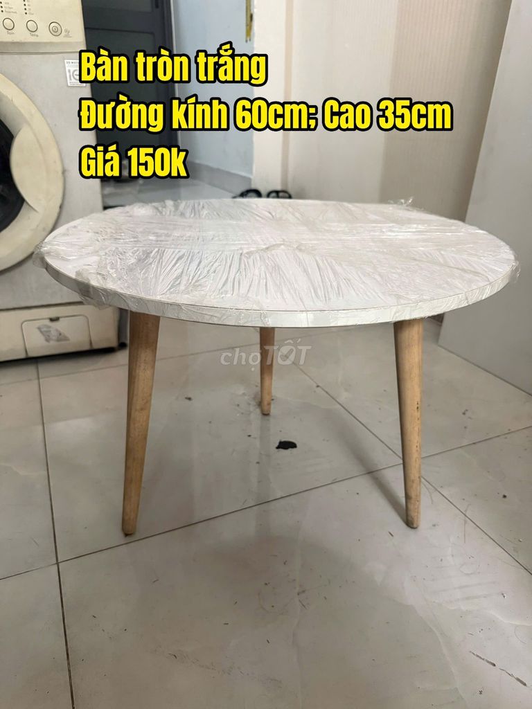 Bàn sofa-cafe Gỗ Trắng Tròn 60cm Cao 35cm. Mua bán Bàn ghế tại Quận 10 Tp Hồ Chí Minh được đăng bởi Chị Châu hình 1