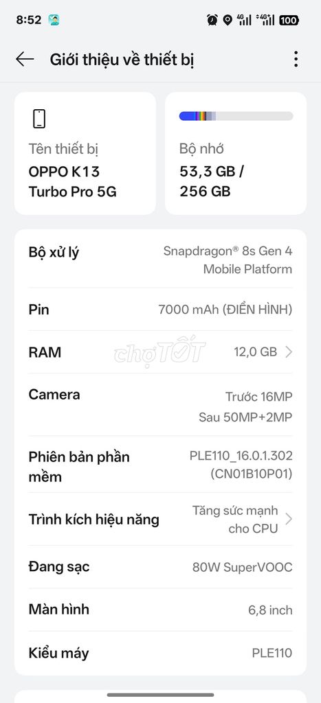 OPPO K13 Turbo Pro 5G 12/ 256GB màu Bạc. Mua bán Điện thoại tại Quận 7 Tp Hồ Chí Minh được đăng bởi Son hình 1
