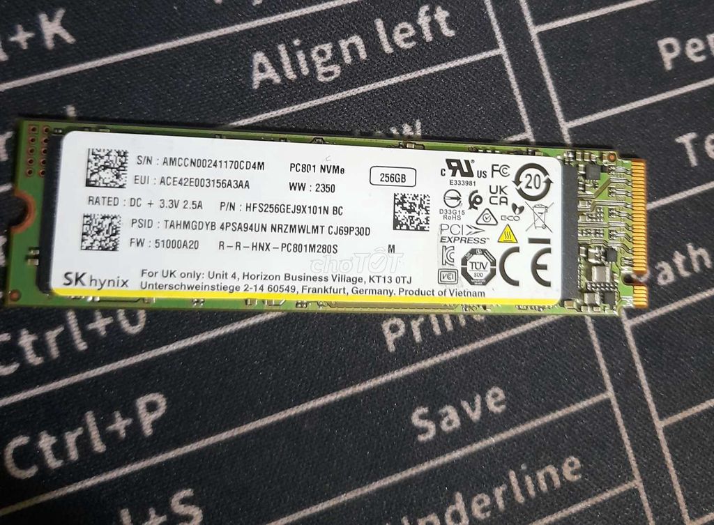 Ổ SSD SK Hynix PC801 NVMe 256GB. Mua bán Linh kiện (RAM, Card...) tại Thành phố Thủ Dầu Một Bình Dương được đăng bởi Phú Dương  hình 1