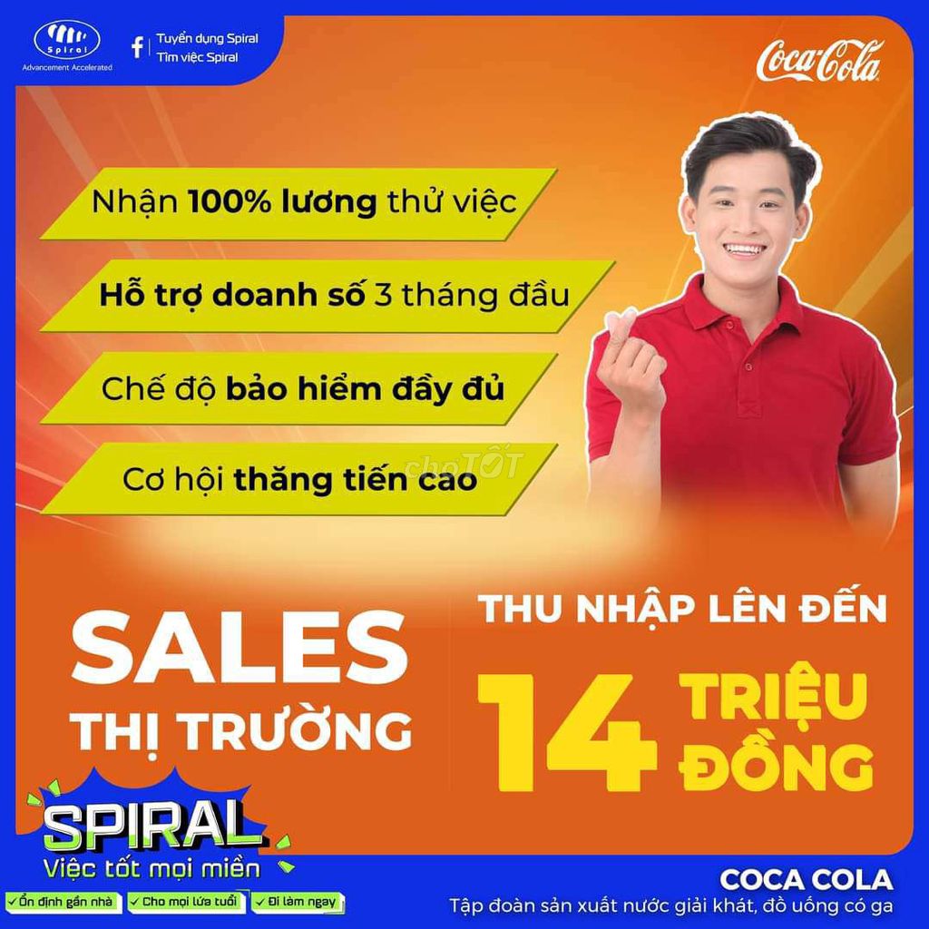 COCA-COLA TUYỂN NHÂN VIÊN SALE THỊ TRƯỜNG SR