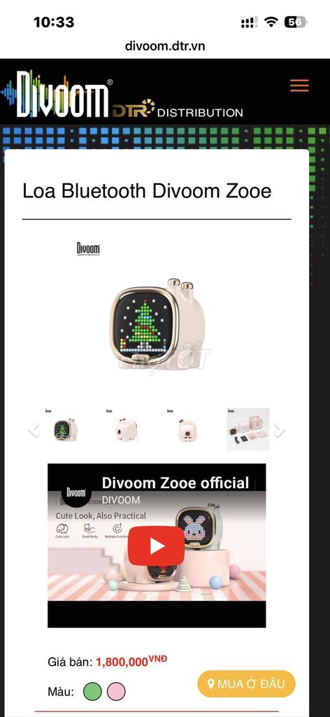 Pass Loa Bluetooth Divoom Zoee siêu cute. Mua bán Tivi, Âm thanh tại Quận 12 Tp Hồ Chí Minh được đăng bởi Suri hình 1