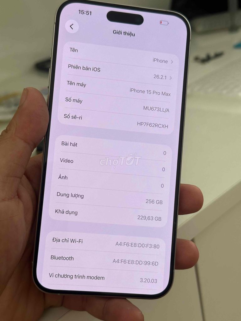 Apple iPhone 15 Pro Max Trắng Đã sử dụng. Mua bán Điện thoại tại Thành phố Thuận An Bình Dương được đăng bởi Trung Apple Ko bán góp hình 1