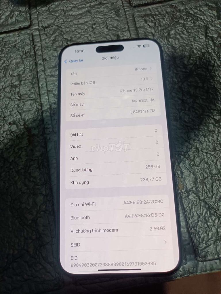 Apple iPhone 15 Pro Max 256GB Xám Đã sử dụng. Mua bán Điện thoại tại Thị xã Bến Cát Bình Dương được đăng bởi bảo long hình 1