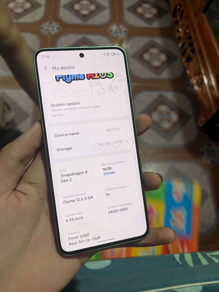 Meizu 20 Classic 16GB/512GB Xanh lá. Mua bán Điện thoại tại Huyện Thanh Oai Hà Nội được đăng bởi Minh Nghiêm Nhật hình 1