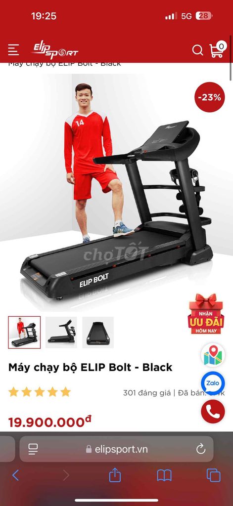 Máy chạy bộ ELIP Bolt Đen