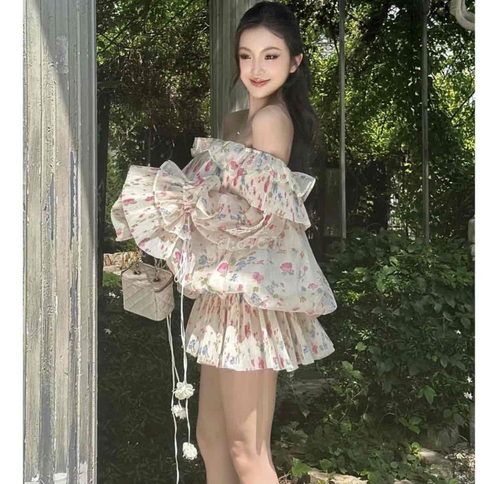 Đầm Nữ Voan Trễ Vai Xếp Ly. Mua bán Quần áo tại Huyện Tân Hưng Long An được đăng bởi Lam hình 1