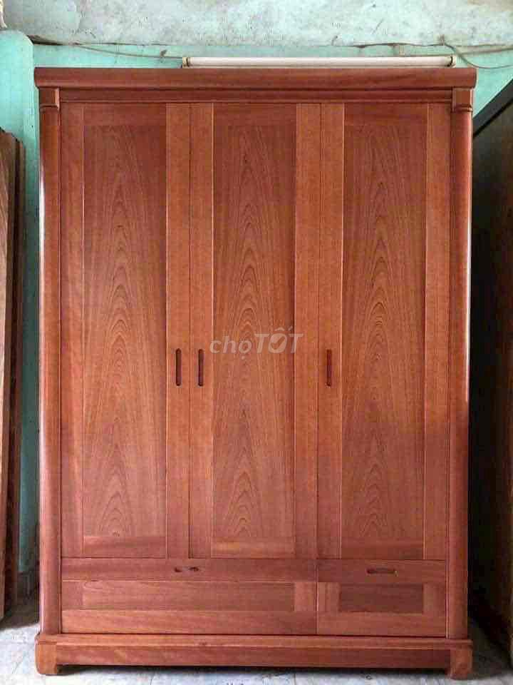 Tủ quần áo Gỗ xoan đào Nâu gỗ 3 cánh 2 ngăn. Mua bán Tủ, kệ gia đình tại Huyện Đan Phượng Hà Nội được đăng bởi vương hoa quỳnh hình 1