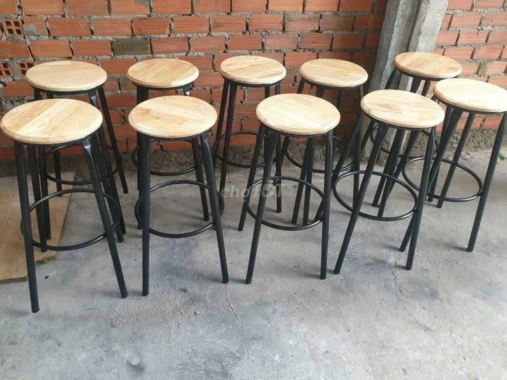 Ghế bar đôn ( không dựa) sắt mặt gỗ giá rẻ