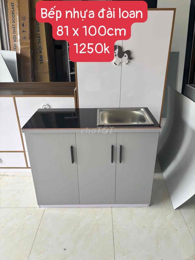 Tủ bếp nhựa Đài Loan xám trắng 81x100cm. Mua bán Tủ, kệ gia đình tại Huyện Hóc Môn Tp Hồ Chí Minh được đăng bởi Nội Thất Gia Đình hình 1