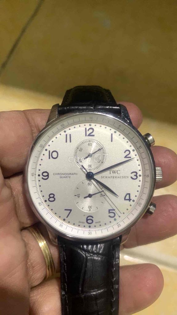 Đồng hồ IWC 5 kim nung xanh size 43 dây da