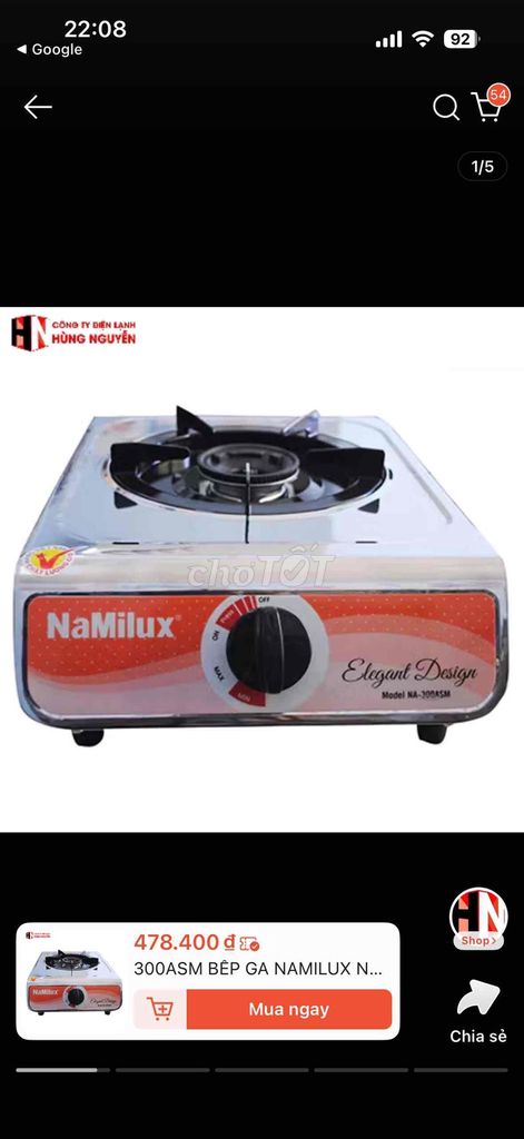 Bếp ga đơn Namilux NA-300ASM. Mua bán Bếp, lò, đồ điện nhà bếp tại Quận Tân Bình Tp Hồ Chí Minh được đăng bởi Quân Vũ hình 1