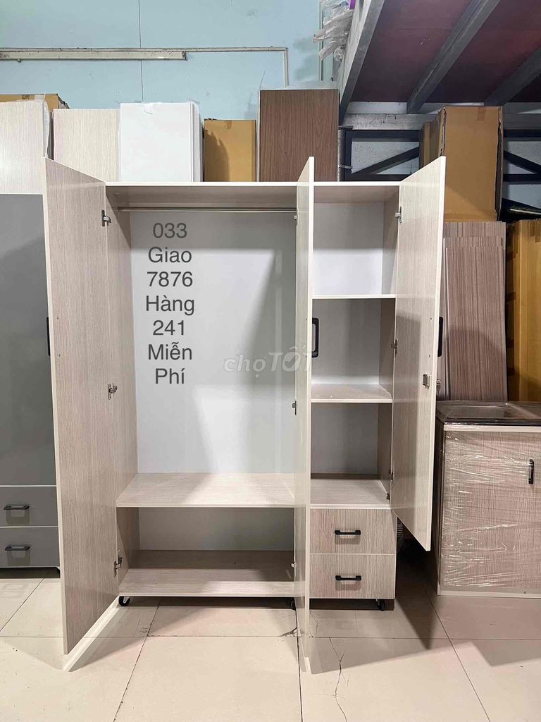 Tủ quần áo 3 cánh 1m22 x 1m80