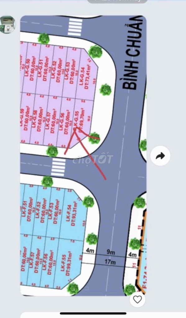 Lô góc 69,7 m2, Kdc Phú Hồng Thịnh 8, p Bình chuẩn, tp Thuận an,BD