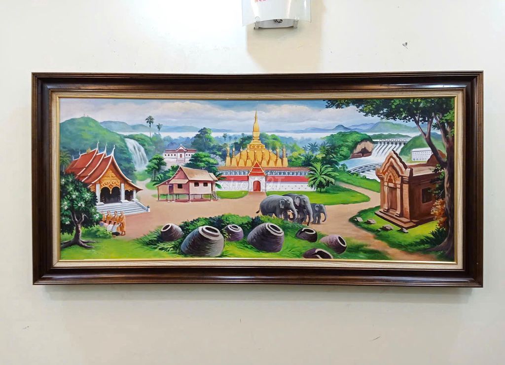 Tranh sơn dầu Tháp Thạt Luổng 134*64 cm. Mua bán Đồ sưu tầm, đồ cổ tại Quận Hoàng Mai Hà Nội được đăng bởi Mai Xuân Tình hình 1