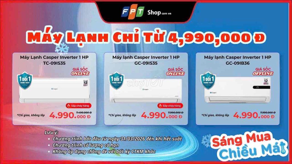 Máy lạnh Casper Inverter 1 HP. Mua bán Máy lạnh, điều hoà tại Quận Gò Vấp Tp Hồ Chí Minh được đăng bởi Nghĩa FPT Shop hình 1
