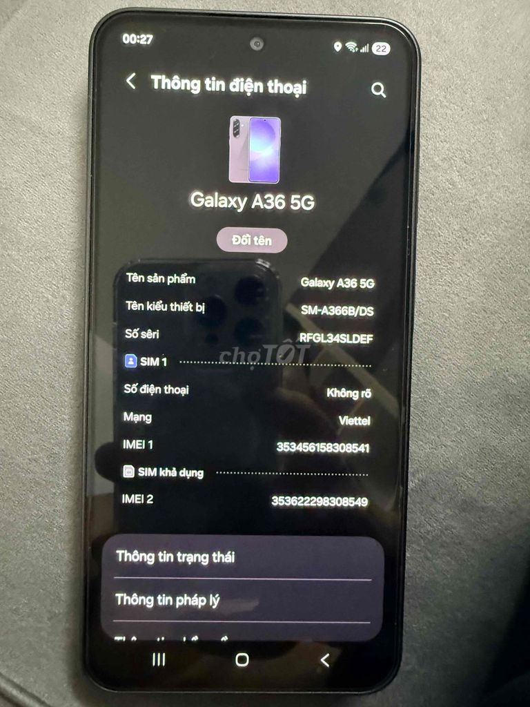 Samsung Galaxy A36 5G Đen Như mới. Mua bán Điện thoại tại Quận 7 Tp Hồ Chí Minh được đăng bởi Nhân hình 1