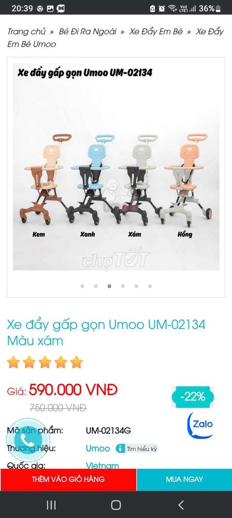 Xe đẩy umoo còn mới 90%