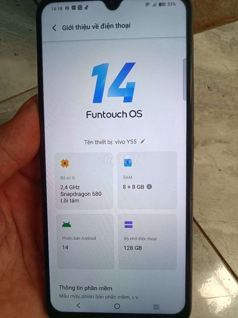 Vivo Y55 ram8+8 bộ nhớ 128 bin 5000. Mua bán Điện thoại tại Quận 8 Tp Hồ Chí Minh được đăng bởi Thiên Long bình hình 1