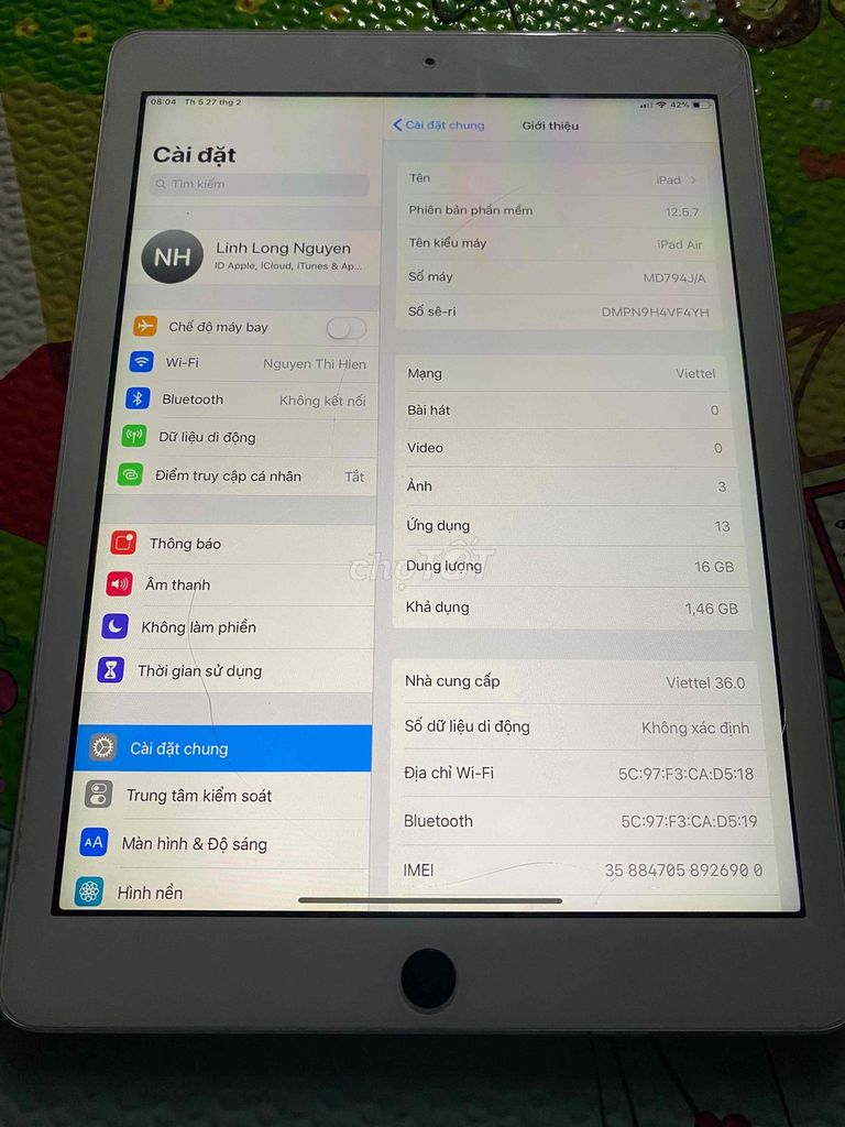 Máy tính bảng Apple iPad Air 16GB