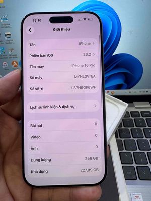 iPhone 16 Pro 256GB Xám Quốc tế Đã sử dụng