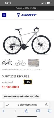 xe đạp GIANT escape 2 Disc bánh 700 nguyên thùng